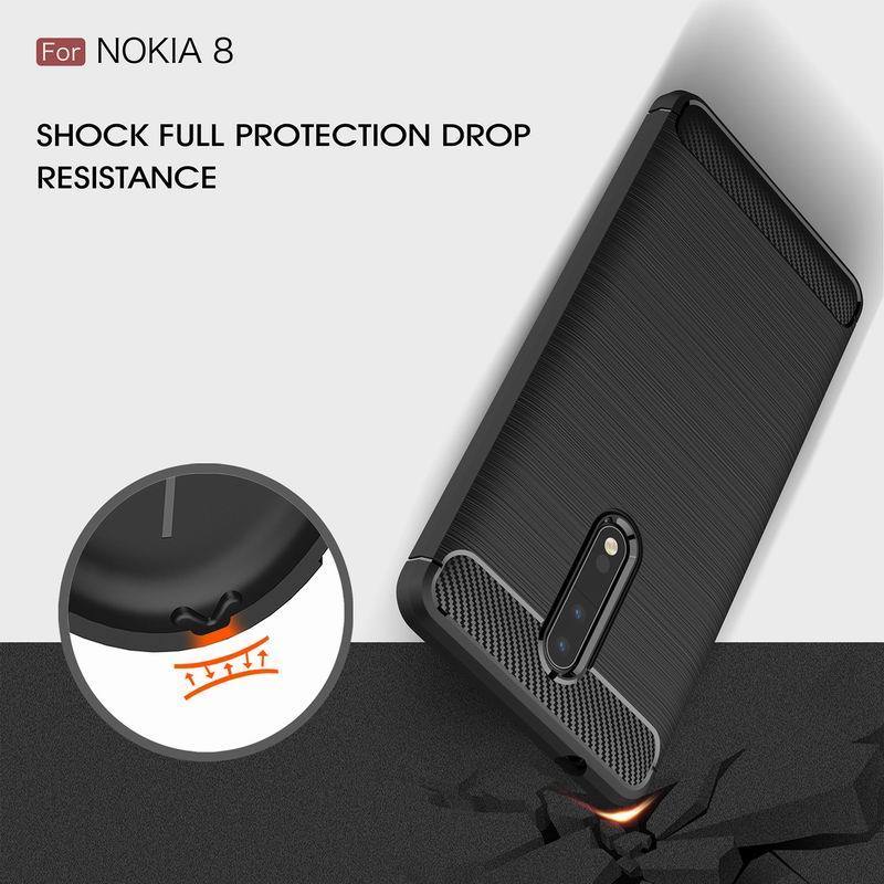 Ốp Lưng Nokia 8 Chống Sốc Hiệu Likgus Cao Cấp được làm bằng chất liệu TPU mền giúp bạn bảo vệ toàn diện mọi góc cạnh của máy rất tốt lớp nhựa này khá mỏng bên ngoài kết hợp thêm bên trên và dưới dạng carbon rất sang trọng.